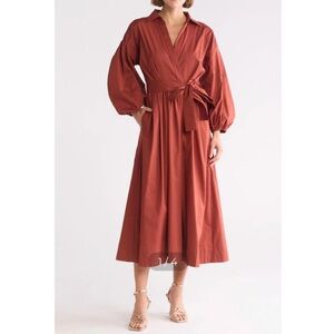 Women's Long Sleeve Cotton Blend Rust Dress